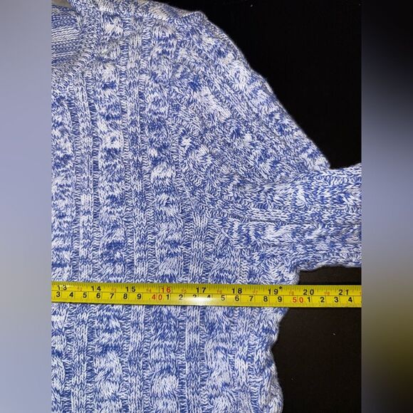 Cotton Country by Parkhurst Blue & White 100% cotton zip up sweater size M EUC - Picture 5 of 6